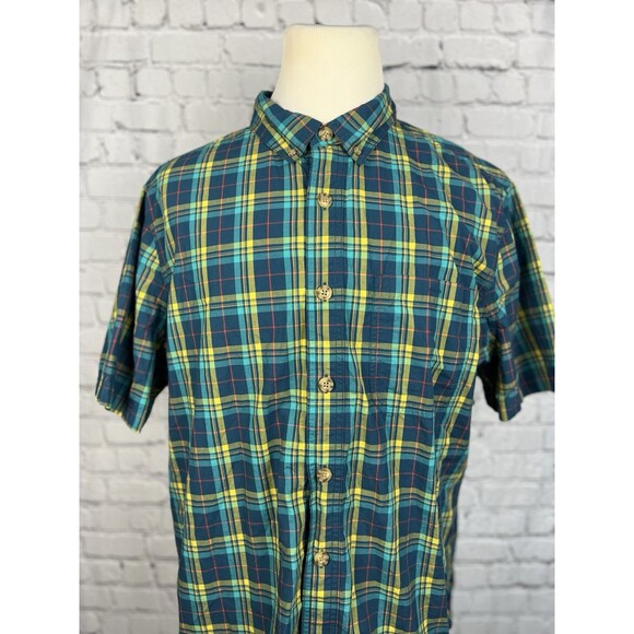 Duluth Trading Untucked Men XL Slim Short Sleeve Button Down Shirt Multi Plaid - Picture 3 of 6